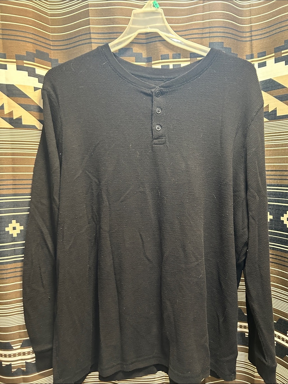 George Black Long Sleeve Henley Shirt